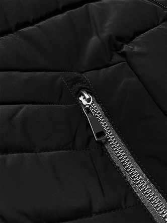 Pikowana kurtka zimowa damska z kapturem S'west czarna (B8299-1)