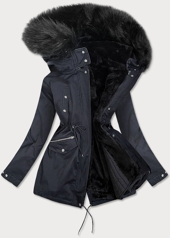 DAMSKA PARKA ZIMOWA Z PODPINKĄ GRANATOWA (GWW1896)