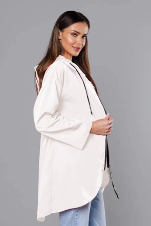 Cienka asymetryczna narzutka damska śmietana (B8117-26)