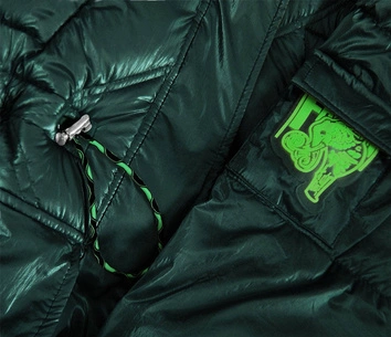 BŁYSZCZĄCA PIKOWANA KURTKA DAMSKA ZIMOWA ZIELONA (977)