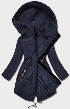 PROSTA KURTKA DAMSKA ZE SKOŚNYMI KIESZENIAMI GRANATOWA (HS-1832)