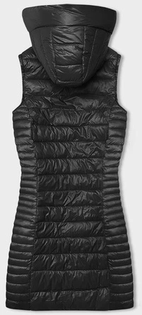 Pikowana kamizelka z kapturem czarna (16M9113-392)