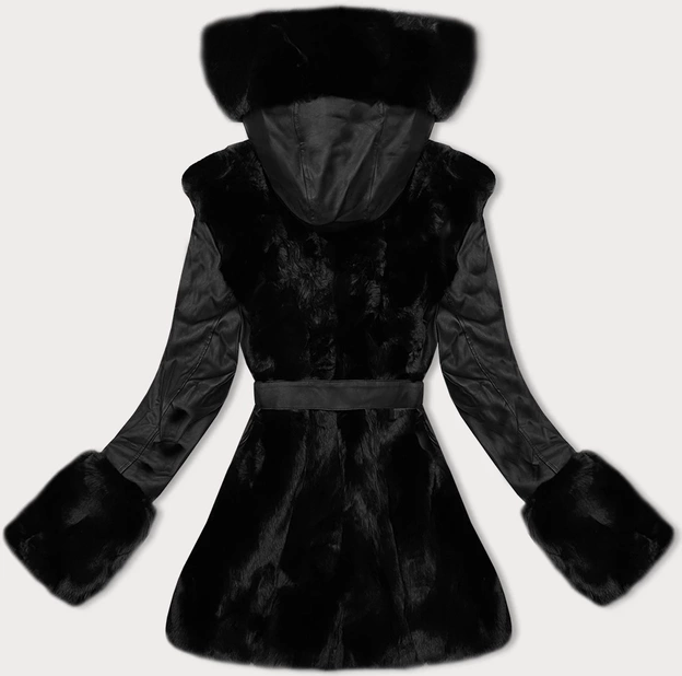 Kurtka z ekoskóry z futrzaną podszewką J Style czarna (11Z8079)