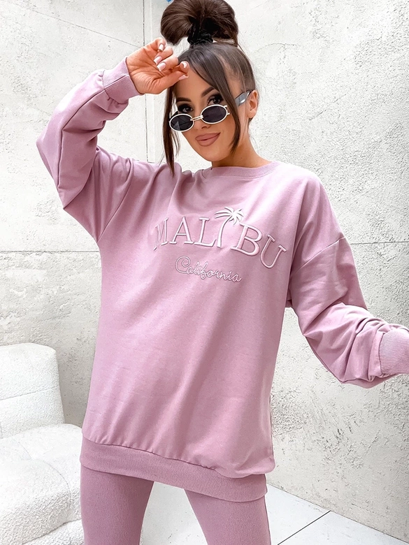 Sportowy komplet z legginsami pudrowy róż (VE88)