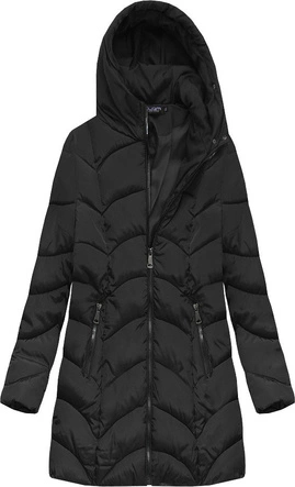 PIKOWANA KURTKA Z KAPTUREM CZARNA (X1801X)