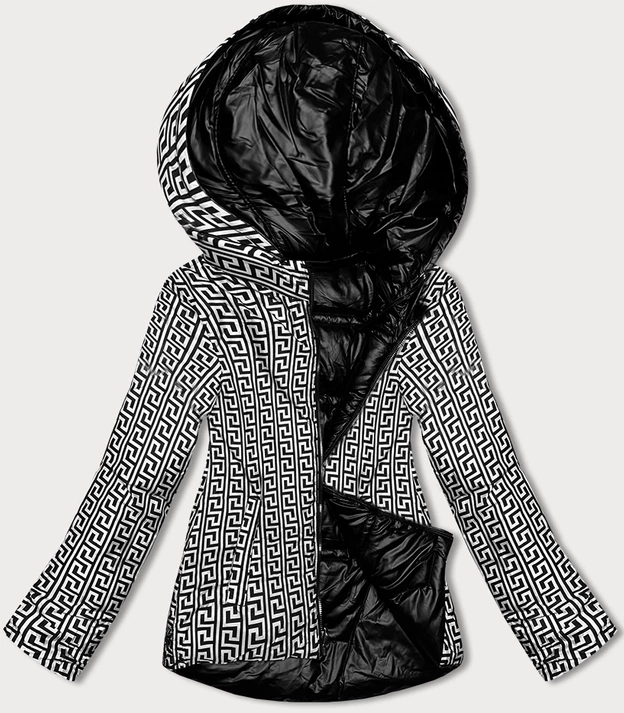 Dwustronna kurtka damska z asymetrycznym dołem czarna (16M9136-392)