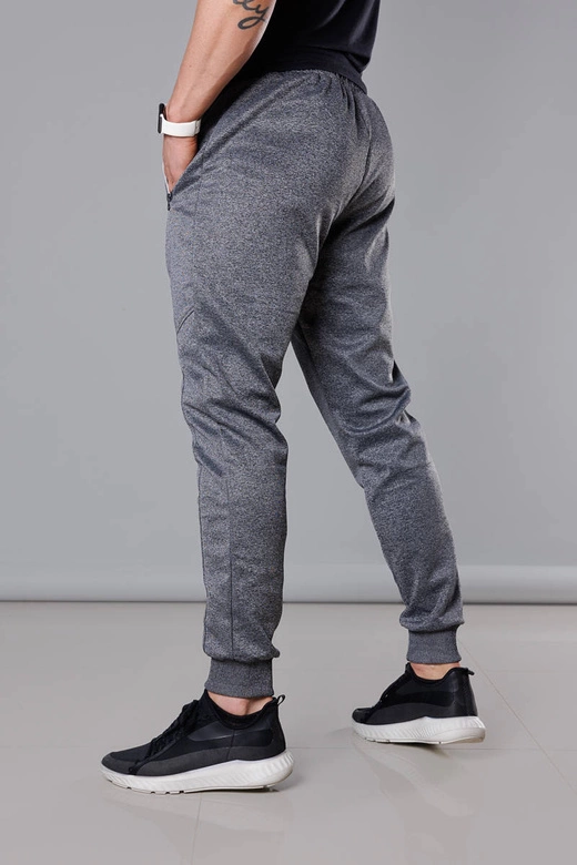 Męskie spodnie dresowe ze ściągaczami grafitowe (8K167)