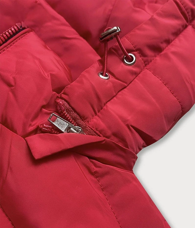 KAMIZELKA DAMSKA Z PUCHEM NATURALNYM CZERWONA (6805)