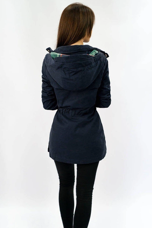 BAWEŁNIANA PARKA Z KAPTUREM GRANATOWA (W158)