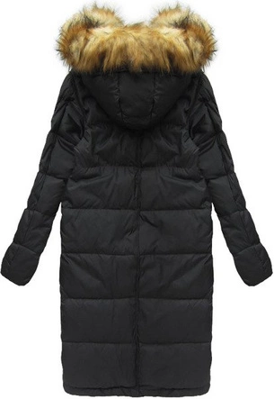 PŁASZCZ ZIMOWY Z PUCHEM NATURALNYM CZARNY (8066)