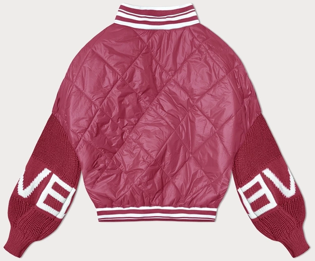 Kurtka damska bomberka ze swetrowymi rękawami różowa (2439)