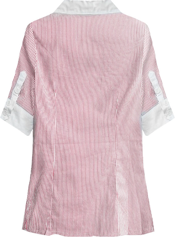 KOSZULA Z KRÓTKIM RĘKAWEM BIAŁO-RÓŻOWA (6011)