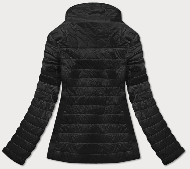 Cienka kurtka damska z dzianinowymi wstawkami czarna (rqw-7013)