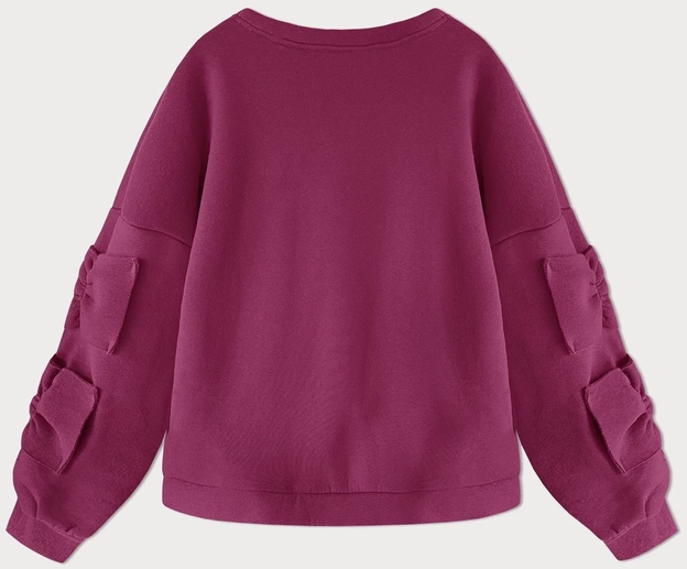 Ciepła bluza damska z kokardkami fuksja (23999)