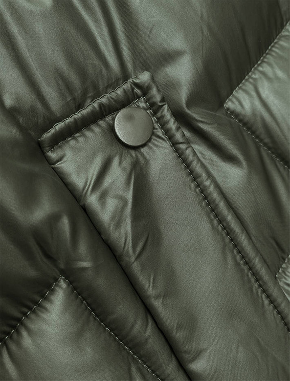 Bezrękawnik damski z kapturem khaki (B8171-11)