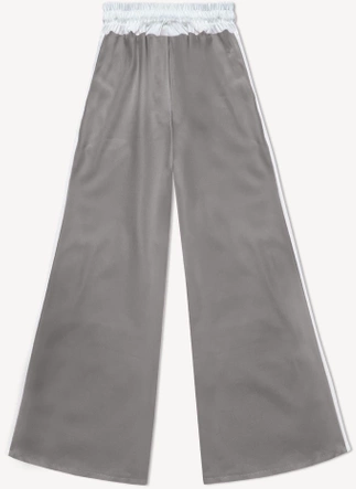Luźne spodnie damskie z lampasami szare (764ART)