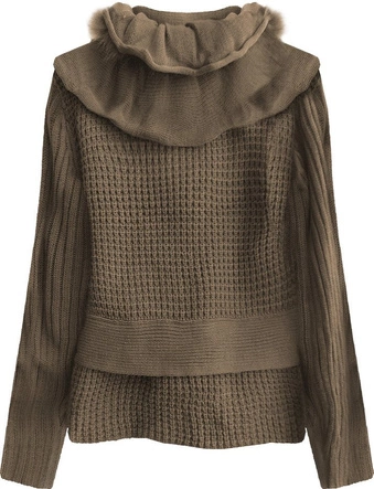 SWETER O GRUBYM SPLOCIE BRĄZOWY (1619)