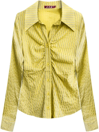 ELEGANCKA KOSZULA W PASKI ŻÓŁTA (1086)