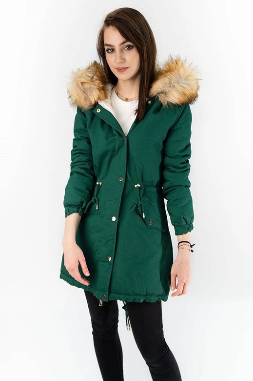 DWUSTRONNA PARKA ZIELONA-ECRU (B507)