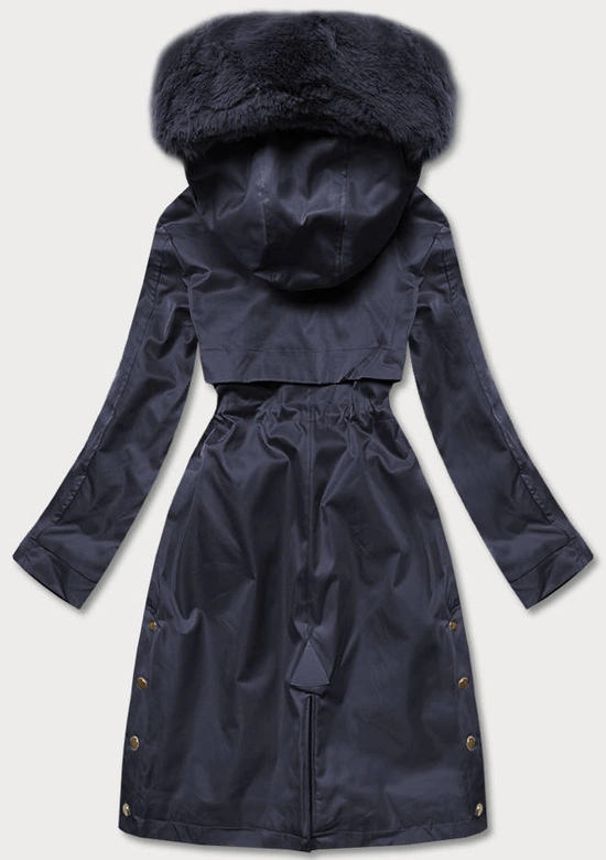 Zimowa kurtka damska na misiu granatowa (b537-3)