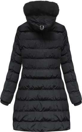 PIKOWANA DAMSKA KURTKA ZIMOWA Z KAPTUREM GRAFITOWA (A913)