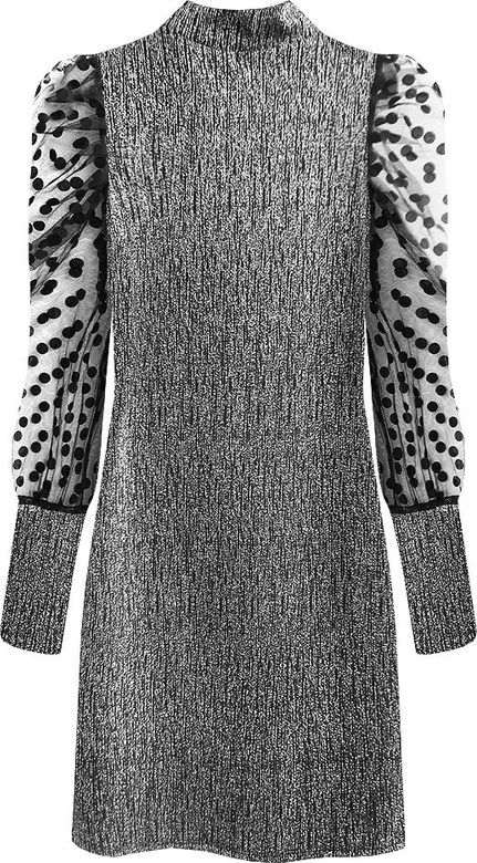 SUKIENKA Z BUFIASTYMI RĘKAWAMI SREBRNA (489ART)