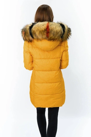 PIKOWANA KURTKA DAMSKA ZIMOWA ŻÓŁTA (209-1)