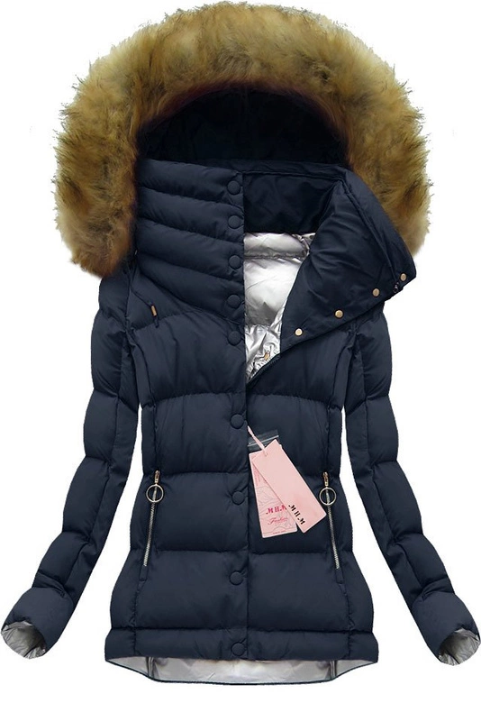 KURTKA ZIMOWA Z KOŁNIERZEM GRANATOWA (W135)