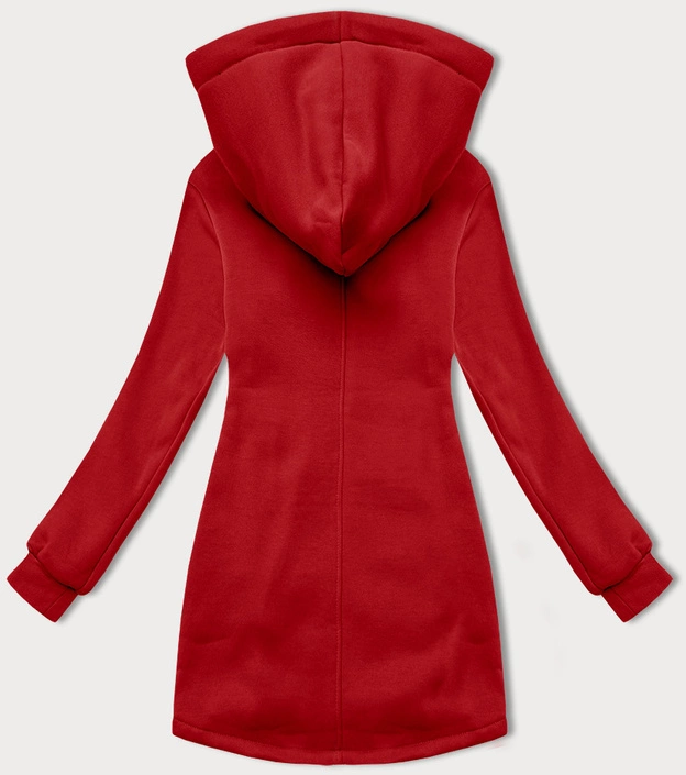 Rozpinana bluza damska z łączonych materiałów LHD ciemna czerwona (AMG-165)