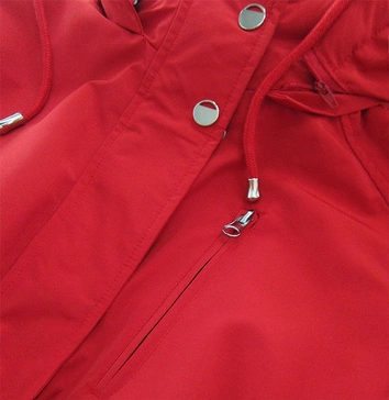 DWUSTRONNA KURTKA PARKA DAMSKA CZERWONA/KROPKI (W662BIG)
