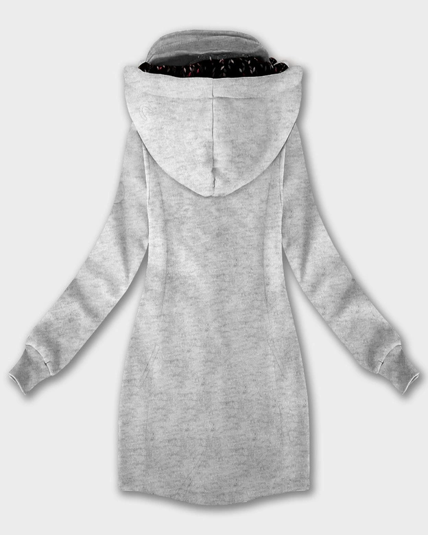 Bluza damska z kapturem i stójką LHD jasny szary (AMG-171)