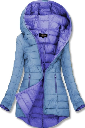 PIKOWANA KURTKA Z KAPTUREM BŁĘKITNA (7152)
