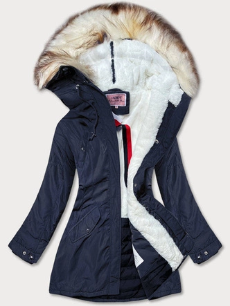 CIEPŁA DAMSKA KURTKA ZIMOWA GRANATOWA (W170)