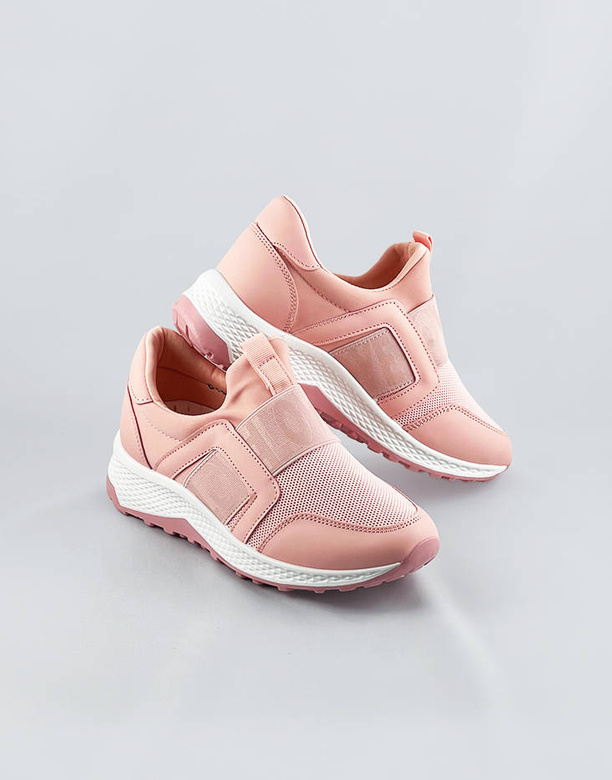 Wsuwane buty damskie z gumką różowe (c1003)
