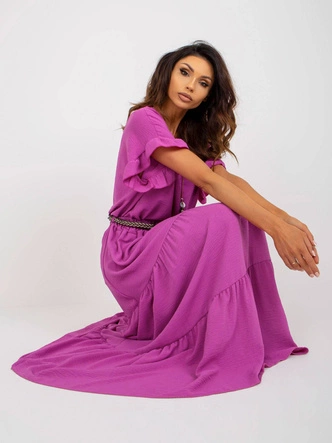 Długa spódnica z falbaną fioletowa (8367)