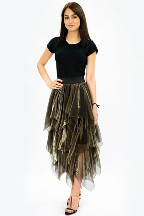 BŁYSZCZĄCA TIULOWA SPÓDNICA ZŁOTA (530ART)