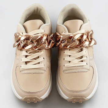 SNEAKERSY Z ŁAŃCUCHEM BEŻOWE (6368)