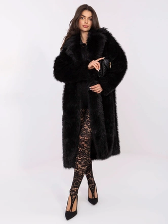 Długi płaszcz damski ze sztucznego futra Goodlookin czarny (G230132)