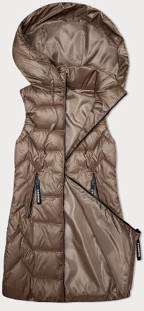 Bezrękawnik damski z odpinanym kapturem S'West karmel (B8231-101)