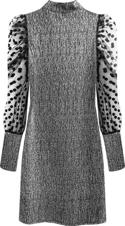 SUKIENKA Z BUFIASTYMI RĘKAWAMI SREBRNA (489ART)