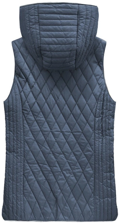 PIKOWANY BEZRĘKAWNIK Z KAPTUREM NIEBIESKI (B1066-30)