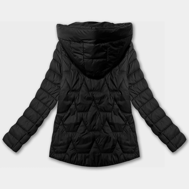 Lekka pikowana kurtka damska z kapturem plus size J Style czarna (16M9263-392)