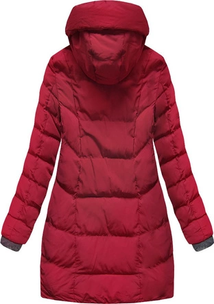 PIKOWANA DAMSKA KURTKA ZIMOWA Z KAPTUREM CZERWONA (M-123)