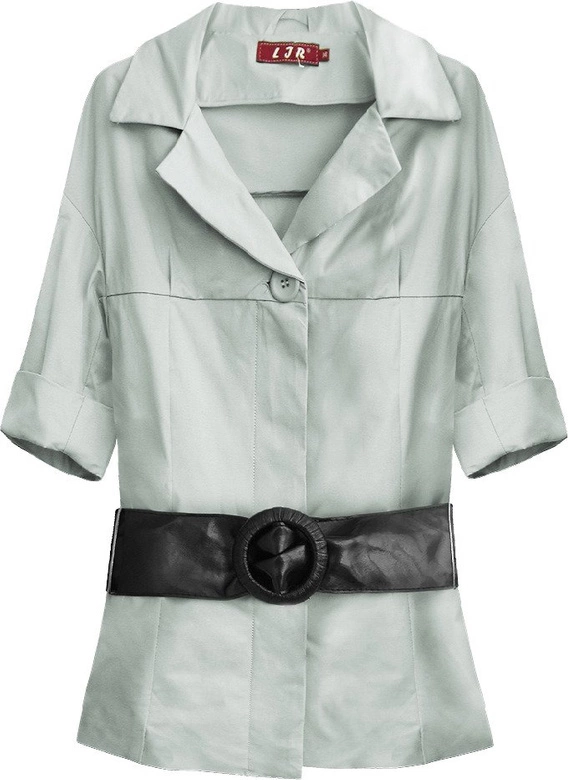 ŻAKIET Z PASKIEM SZAROMIĘTOWY (319ART)