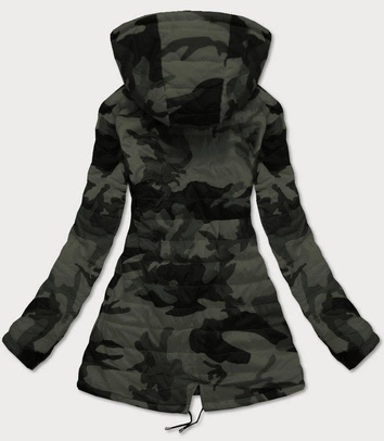 DWUSTRONNA PARKA DAMSKA Z KAPTUREM KHAKI-MORO (XW665X)