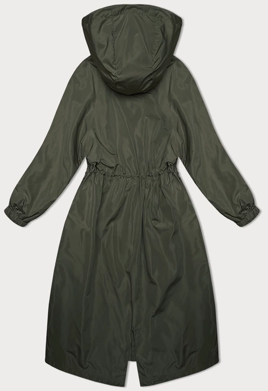 Luźna długa kurtka z kapturem khaki (TR982)