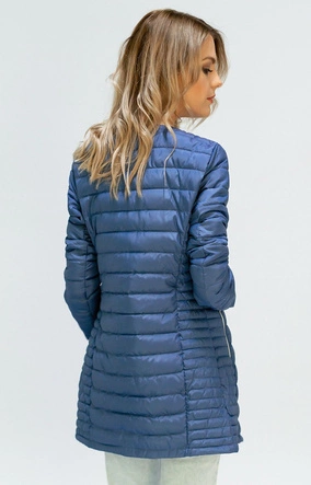 DŁUGA PIKOWANA KURTKA NIEBIESKA (21809)
