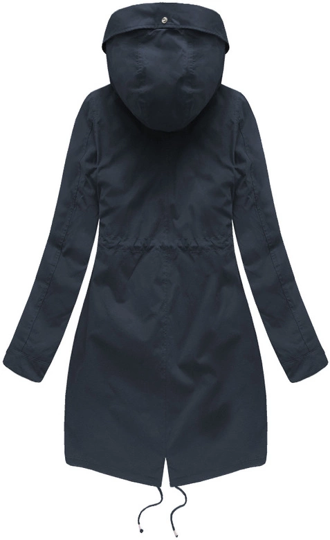 Zimowa damska parka z podpinką i kapturem granatowa (7626)