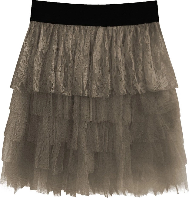 SPÓDNICA Z FALBANAMI I KORONKĄ KAKAOWA (312ART)