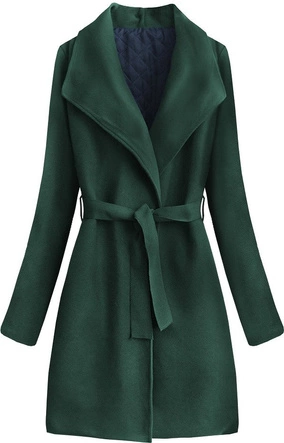 WIĄZANY PŁASZCZ Z KOŁNIERZEM ZIELONY (534ART)